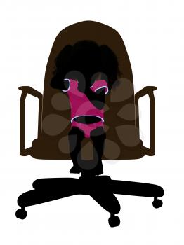 Royalty Free Clipart Image of a Silhouette of a Baby in a Chair