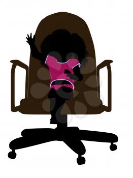 Royalty Free Clipart Image of a Silhouette of a Baby in a Chair