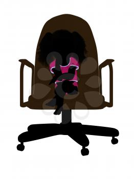 Royalty Free Clipart Image of a Silhouette of a Baby in a Chair