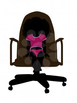 Royalty Free Clipart Image of a Silhouette of a Baby in a Chair