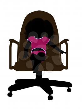 Royalty Free Clipart Image of a Silhouette of a Baby in a Chair