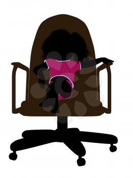 Royalty Free Clipart Image of a Silhouette of a Baby in a Chair