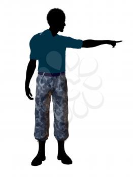 Royalty Free Clipart Image of a Man in Camouflage Pants