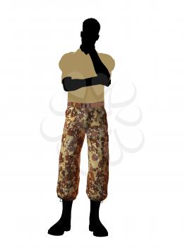 Royalty Free Clipart Image of a Man in Camouflage Pants