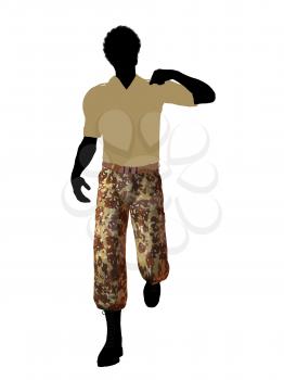 Royalty Free Clipart Image of a Soldier in Camouflage Pants