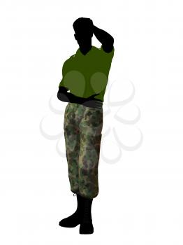 Royalty Free Clipart Image of a Man Wearing Camouflage Pants