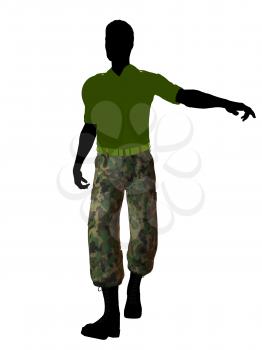 Royalty Free Clipart Image of a Man Wearing Camouflage Pants