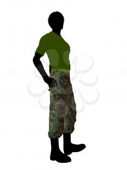 Royalty Free Clipart Image of a Man in Camouflage Pants