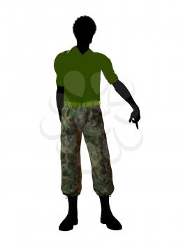 Royalty Free Clipart Image of a Man in Camouflage Pants