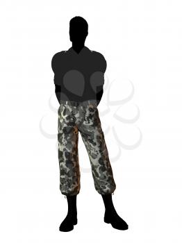 Royalty Free Clipart Image of a Man in Camouflage Pants