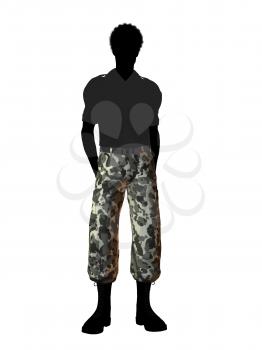 Royalty Free Clipart Image of a Man in Camouflage Pants