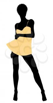 Royalty Free Clipart Image of a Woman in Lingerie