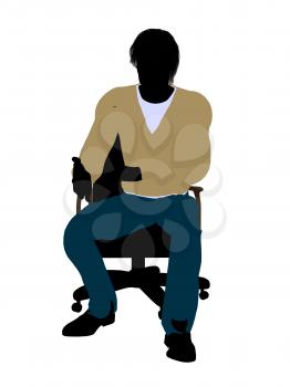 Royalty Free Clipart Image of a Man in a Chair