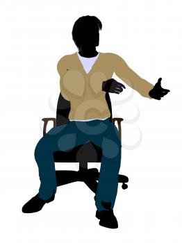 Royalty Free Clipart Image of a Man in a Chair