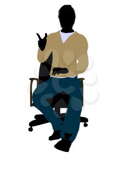 Royalty Free Clipart Image of a Man in a Chair