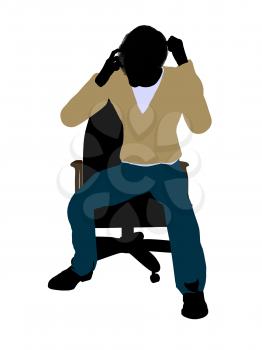 Royalty Free Clipart Image of a Man in a Chair