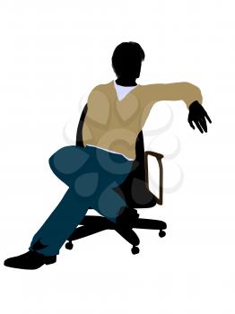 Royalty Free Clipart Image of a Man in a Chair