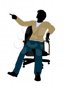 Royalty Free Clipart Image of a Man in a Chair