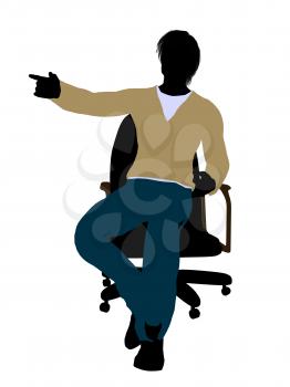 Royalty Free Clipart Image of a Man in a Chair