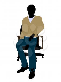 Royalty Free Clipart Image of a Man in a Chair