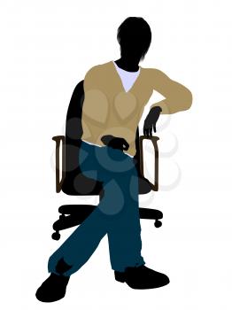 Royalty Free Clipart Image of a Man in a Chair