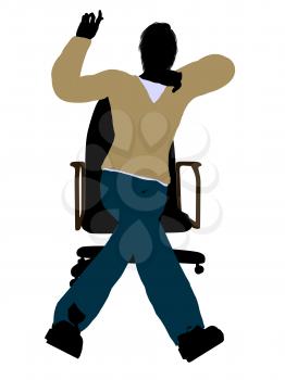 Royalty Free Clipart Image of a Man in a Chair