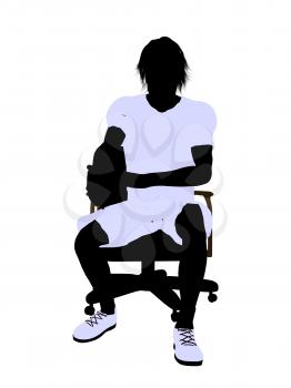 Royalty Free Clipart Image of a Tennis Player in a Chair