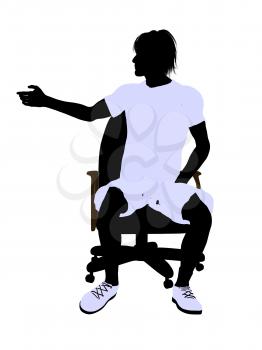 Royalty Free Clipart Image of a Tennis Player in a Chair