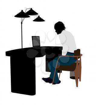 Royalty Free Clipart Image of a Man at a Desk