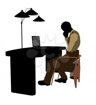 Royalty Free Clipart Image of a Man at a Desk