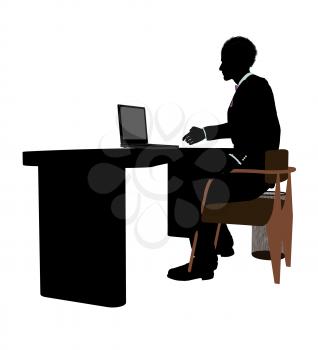 Royalty Free Clipart Image of a Man at a Desk