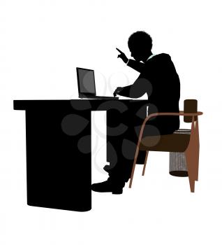 Royalty Free Clipart Image of a Man at a Desk