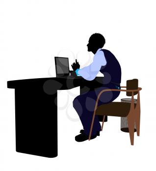 Royalty Free Clipart Image of a Man at a Desk