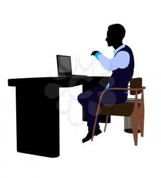 Royalty Free Clipart Image of a Man at a Desk