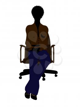 Royalty Free Clipart Image of a Woman in an Office Chair