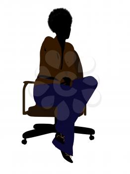 Royalty Free Clipart Image of a Woman in an Office Chair