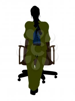 Royalty Free Clipart Image of a Woman Sitting in a Chair