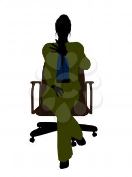 Royalty Free Clipart Image of a Woman Sitting in a Chair