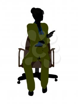 Royalty Free Clipart Image of a Woman Sitting in a Chair