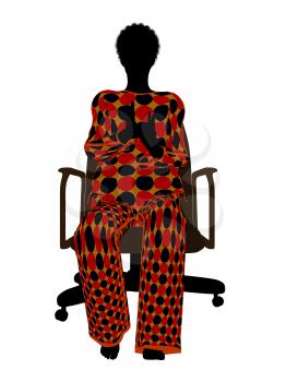 Royalty Free Photo of a Woman in Pyjamas Sitting in a Chair