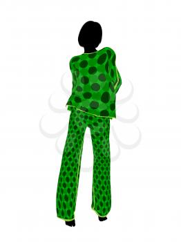 Royalty Free Clipart Image of a Woman in Pyjamas