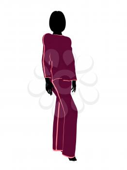 Royalty Free Clipart Image of a Woman in Pyjamas