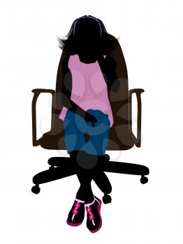 Royalty Free Clipart Image of a Girl in a Chair