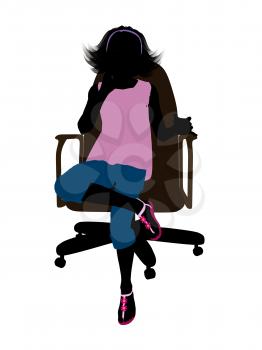 Royalty Free Clipart Image of a Girl in a Chair