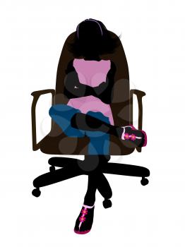 Royalty Free Clipart Image of a Girl in a Chair