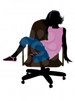 Royalty Free Clipart Image of a Girl in a Chair