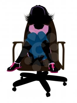 Royalty Free Clipart Image of a Girl in a Chair