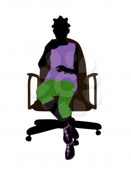 Royalty Free Clipart Image of a Girl in a Chair