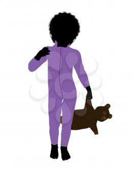 Royalty Free Clipart Image of a Little Boy With a Teddy Bear