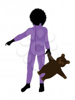 Royalty Free Clipart Image of a Little Boy With a Teddy Bear